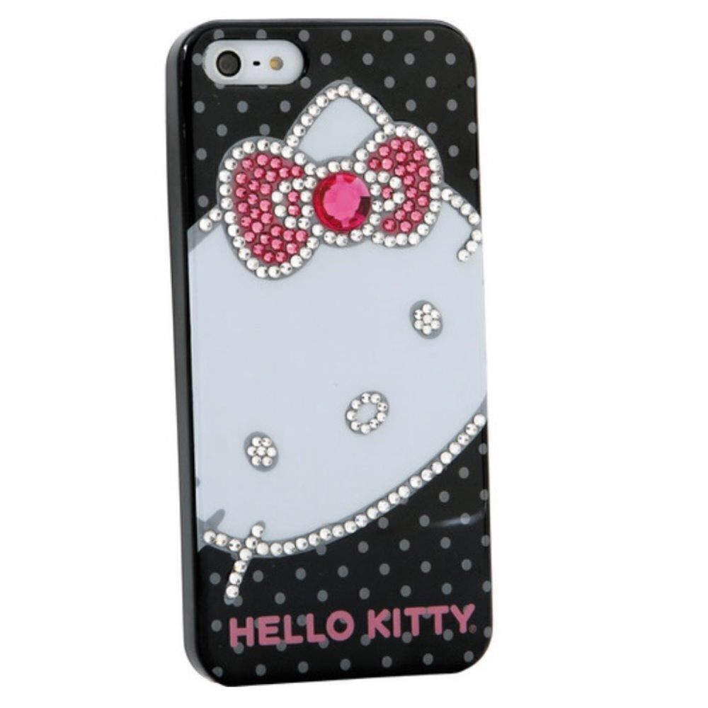 NWT SANRIO for iPhone 5 Hello Kitty Bling Bling Embellished Black Pink Bow Case